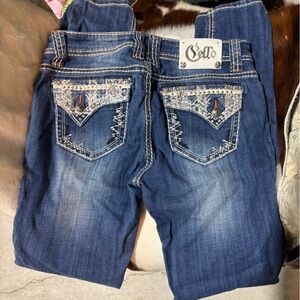 Cello Dark Blue Boot Cut Jeans with Embellished Pockets